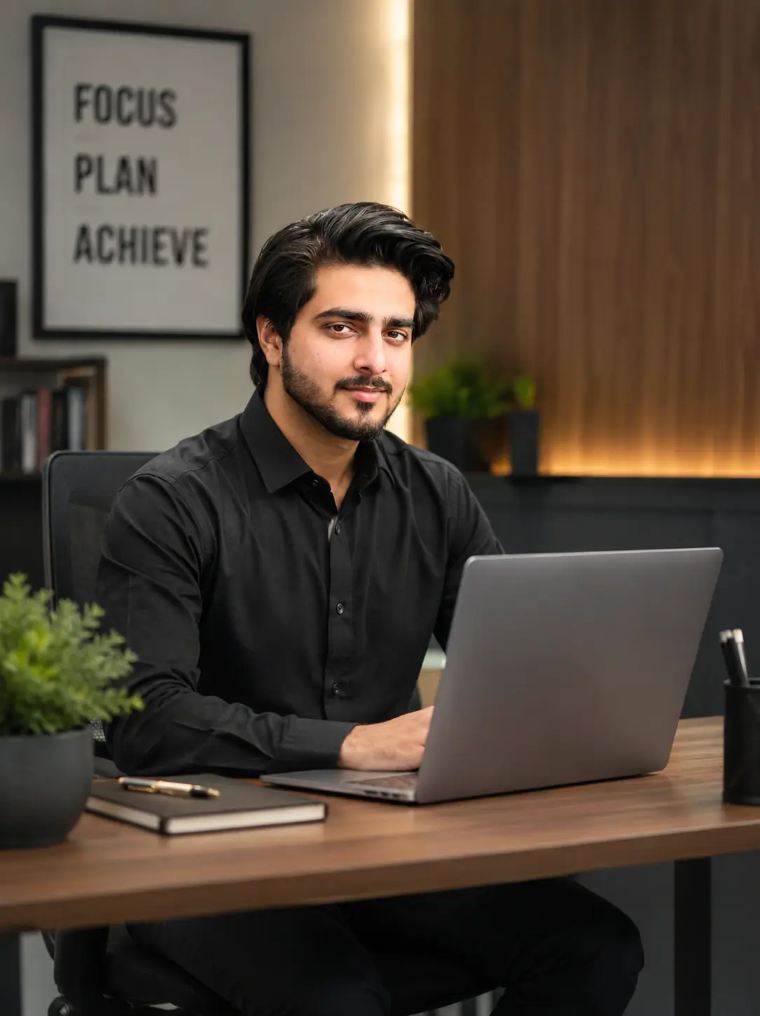 Working at desk